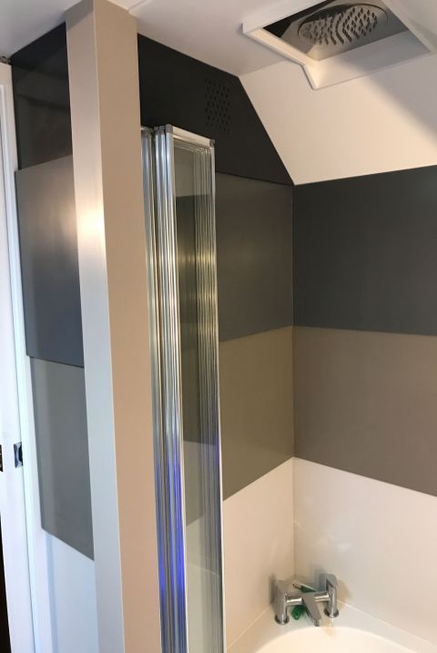 Corian Coloured Stepped Wall Panelling