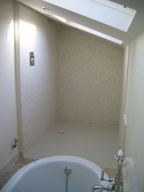 Wet Room Floor with Mosaic Tiled Walls