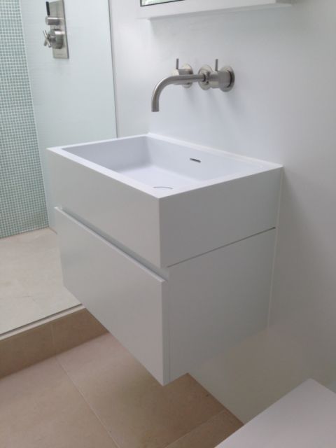 Corian Basin and Vanity Unit with Finger Pull Detail