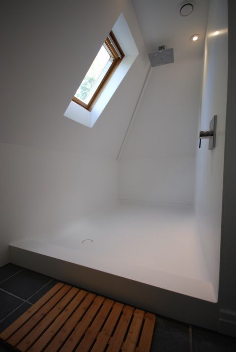 Bespoke Shower Tray with Coved Base to Wall Panels