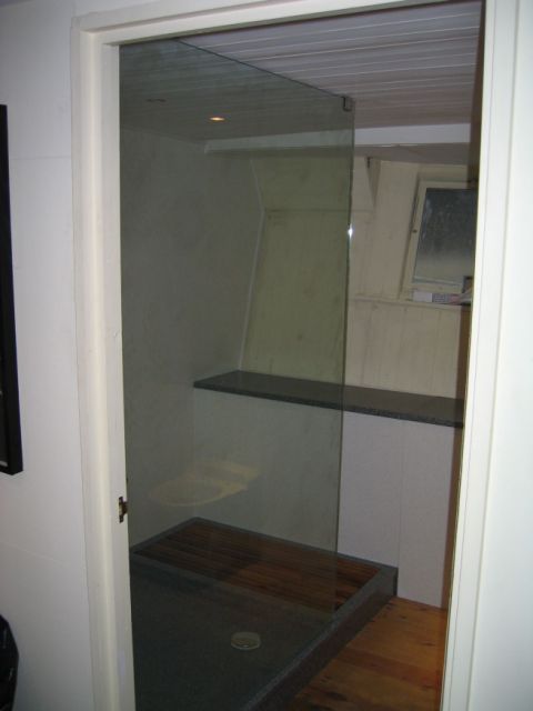 Made to Measure Shower Tray and Seat on a Barge