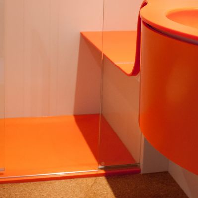 Coloured Shower, Shower Seat & Vanity Unit