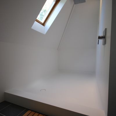 Bespoke Shower Tray with Coved Base to Wall Panels