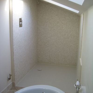Wet Room Floor with Mosaic Tiled Walls