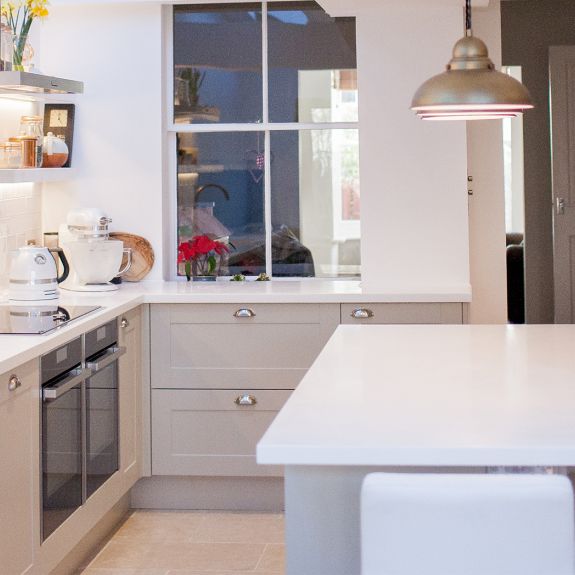White kitchen with central island