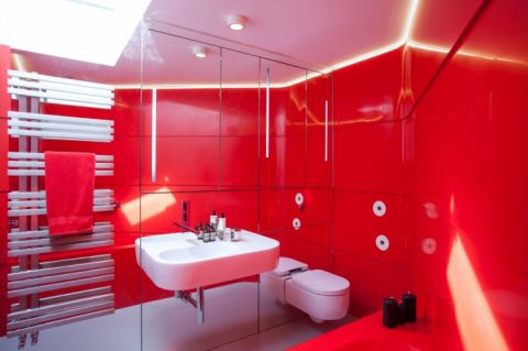 Krion Happy Red Bespoke Bath and Walls