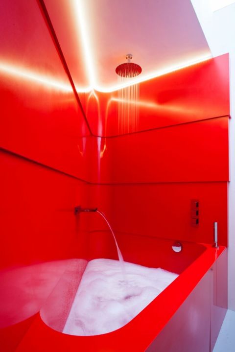 Krion Red Coloured Custom Made Bath